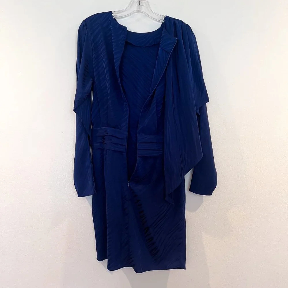Ronny Kobo Shanaya Blue Zebra Animal Print Long Sleeve Draped Mini Dress M NWT - Picture 10 of 10
